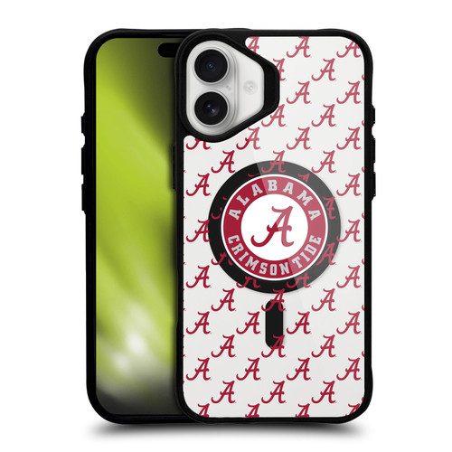 University Of Alabama UA The University Of Alabama Logo Pattern BLACK SHOCKPROOF BUMPER CASE COMPATIBLE WITH Apple iPhone 16 Plus & MAGSAFE