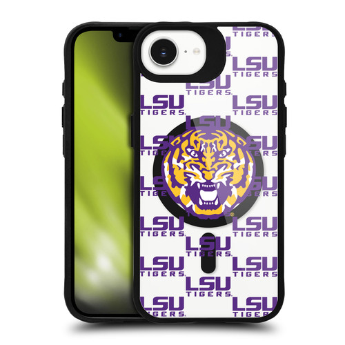 Louisiana State University LSU Louisiana State University LSU Logo Pattern BLACK SHOCKPROOF BUMPER CASE COMPATIBLE WITH Apple iPhone 16e & MAGSAFE