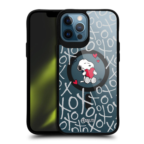 Peanuts Snoopy & Friends XOXO BLACK SHOCKPROOF BUMPER CASE COMPATIBLE WITH Apple iPhone 12 Pro Max & MAGSAFE
