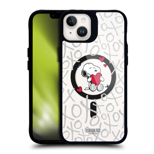 Peanuts Snoopy & Friends XOXO BLACK SHOCKPROOF BUMPER CASE COMPATIBLE WITH Apple iPhone 14 Plus & MAGSAFE