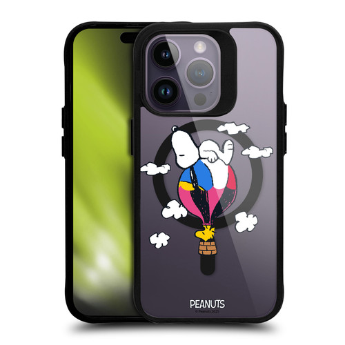 Peanuts Snoopy & Friends Woodstock Balloon BLACK SHOCKPROOF BUMPER CASE COMPATIBLE WITH Apple iPhone 14 Pro & MAGSAFE