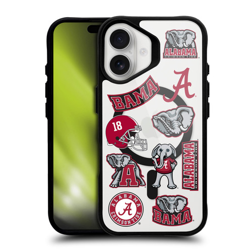 University Of Alabama UA The University Of Alabama Icons BLACK SHOCKPROOF BUMPER CASE COMPATIBLE WITH Apple iPhone 16 & MAGSAFE