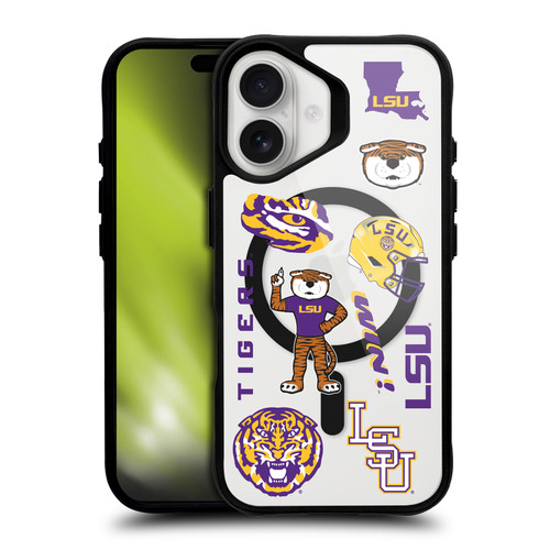 Louisiana State University LSU Louisiana State University LSU Icons BLACK SHOCKPROOF BUMPER CASE COMPATIBLE WITH Apple iPhone 16 & MAGSAFE