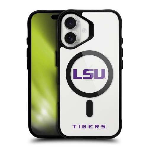 Louisiana State University LSU Louisiana State University LSU Logotype BLACK SHOCKPROOF BUMPER CASE COMPATIBLE WITH Apple iPhone 16 & MAGSAFE
