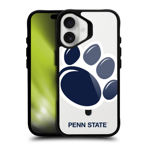 Pennsylvania State University PSU The Pennsylvania State University Paw Mark Oversized BLACK SHOCKPROOF BUMPER CASE COMPATIBLE WITH Apple iPhone 16 & MAGSAFE