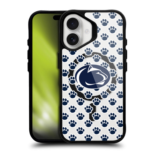 Pennsylvania State University PSU The Pennsylvania State University Paw Mark Pattern BLACK SHOCKPROOF BUMPER CASE COMPATIBLE WITH Apple iPhone 16 & MAGSAFE