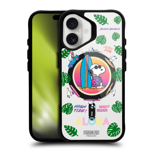 Peanuts Snoopy & Friends Tropical Surf BLACK SHOCKPROOF BUMPER CASE COMPATIBLE WITH Apple iPhone 16 & MAGSAFE
