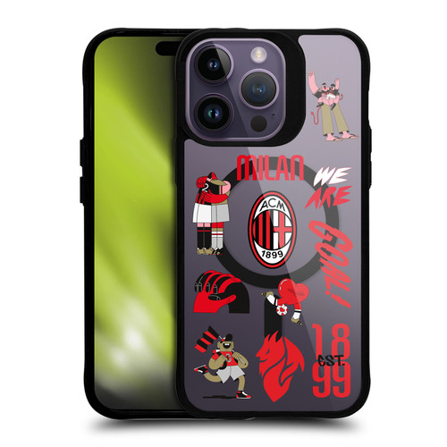 AC Milan Logo Icon Icons BLACK SHOCKPROOF BUMPER CASE COMPATIBLE WITH  & MAGSAFE Apple iPhone 14 Pro Max