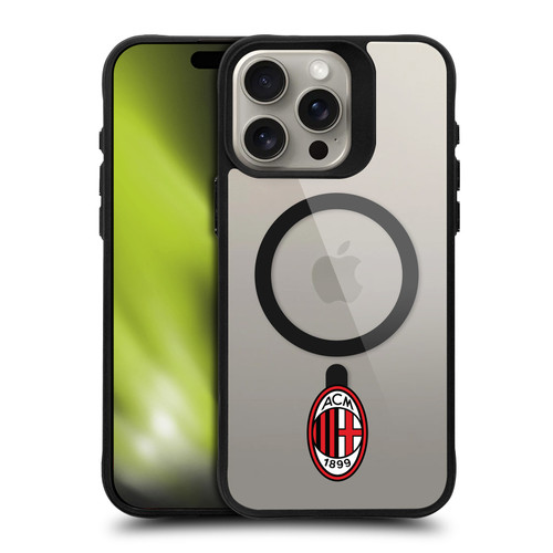 AC Milan Logo Icon Crest Minimalist BLACK SHOCKPROOF BUMPER CASE COMPATIBLE WITH  & MAGSAFE Apple iPhone 15 Pro Max