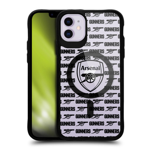 Arsenal FC Logo Icon Gunners Pattern BLACK SHOCKPROOF BUMPER CASE COMPATIBLE WITH Apple iPhone 11 & MAGSAFE