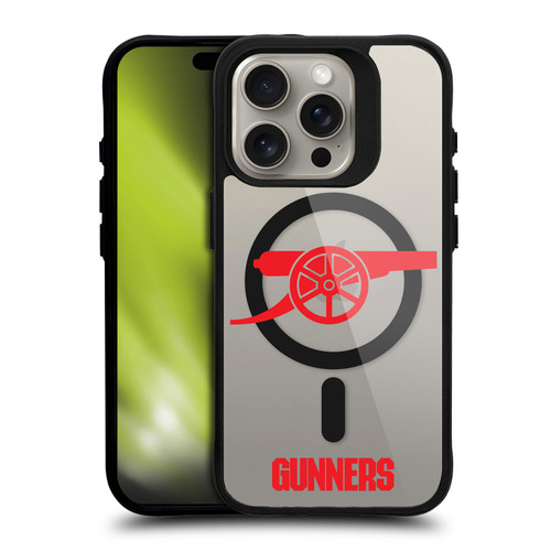 Arsenal FC Logo Icon Gunners Oversized BLACK SHOCKPROOF BUMPER CASE COMPATIBLE WITH  & MAGSAFE Apple iPhone 15 Pro