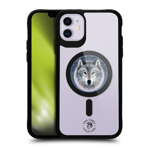 Anne Stokes Mixed Fantasy Art Wolf Head BLACK SHOCKPROOF BUMPER CASE COMPATIBLE WITH  & MAGSAFE Apple iPhone 11