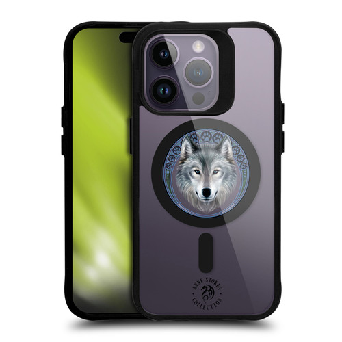 Anne Stokes Mixed Fantasy Art Wolf Head BLACK SHOCKPROOF BUMPER CASE COMPATIBLE WITH  & MAGSAFE Apple iPhone 14 Pro