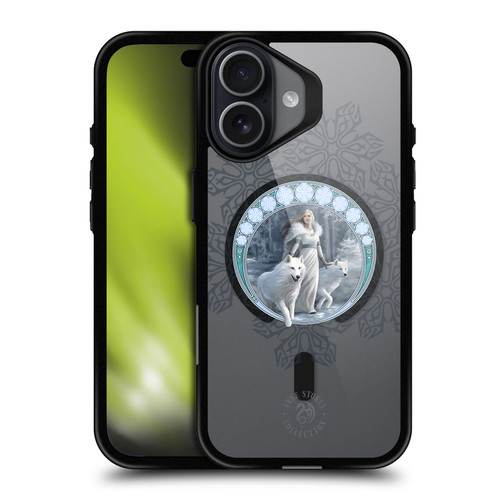 Anne Stokes Mixed Fantasy Art Wolf Winter Guardian BLACK SHOCKPROOF BUMPER CASE COMPATIBLE WITH  & MAGSAFE Apple iPhone 17
