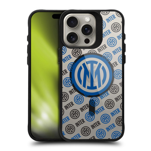 Fc Internazionale Milano Logo Icon Crest Pattern BLACK SHOCKPROOF BUMPER CASE COMPATIBLE WITH  & MAGSAFE Apple iPhone 15 Pro Max