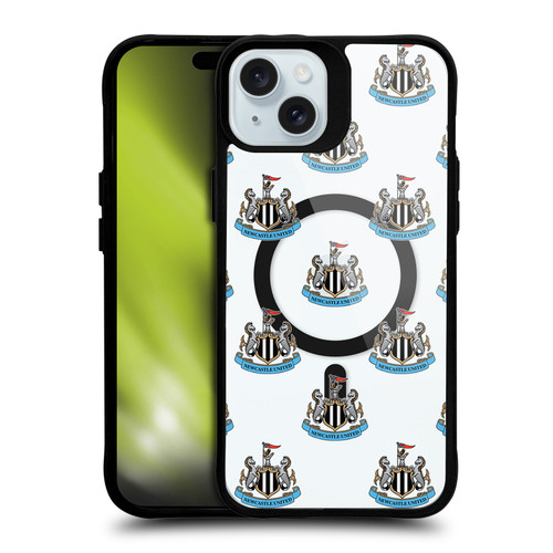 Newcastle United Football Club Logo Icon Pattern BLACK SHOCKPROOF BUMPER CASE COMPATIBLE WITH  & MAGSAFE Apple iPhone 15 Plus