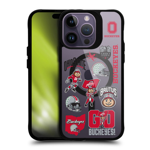 Ohio State University Logo Icon Sticker Collage BLACK SHOCKPROOF BUMPER CASE COMPATIBLE WITH  & MAGSAFE Apple iPhone 14 Pro Max