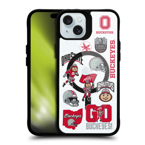 Ohio State University Logo Icon Sticker Collage BLACK SHOCKPROOF BUMPER CASE COMPATIBLE WITH  & MAGSAFE Apple iPhone 15 Plus
