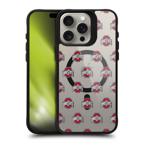 Ohio State University Logo Icon Pattern BLACK SHOCKPROOF BUMPER CASE COMPATIBLE WITH  & MAGSAFE Apple iPhone 15 Pro Max