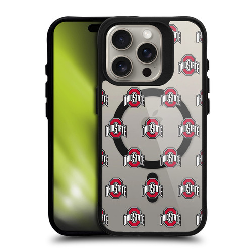 Ohio State University Logo Icon Pattern BLACK SHOCKPROOF BUMPER CASE COMPATIBLE WITH  & MAGSAFE Apple iPhone 15 Pro