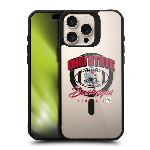 Ohio State University Logo Icon Football BLACK SHOCKPROOF BUMPER CASE COMPATIBLE WITH  & MAGSAFE Apple iPhone 16 Pro Max