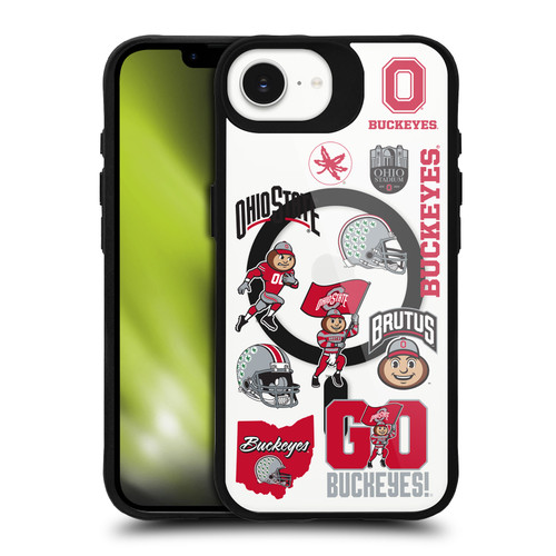 Ohio State University Logo Icon Sticker Collage BLACK SHOCKPROOF BUMPER CASE COMPATIBLE WITH  & MAGSAFE Apple iPhone 16e