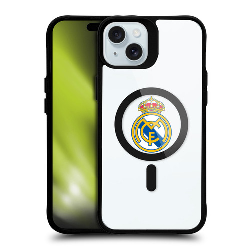 Real Madrid CF Logo Icon Crest BLACK SHOCKPROOF BUMPER CASE COMPATIBLE WITH  & MAGSAFE Apple iPhone 15 Plus