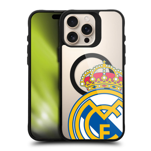 Real Madrid CF Logo Icon Crest Oversized BLACK SHOCKPROOF BUMPER CASE COMPATIBLE WITH  & MAGSAFE Apple iPhone 16 Pro Max