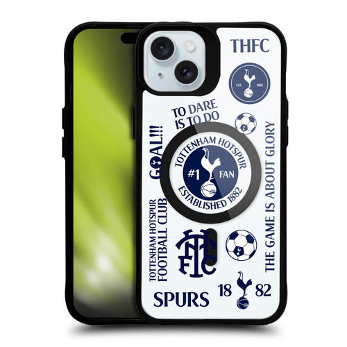 Tottenham Hotspur F.C. Logo Icon Cockerel Pattern BLACK SHOCKPROOF BUMPER CASE COMPATIBLE WITH  & MAGSAFE Apple iPhone 15 Plus