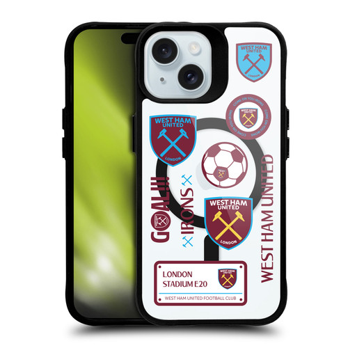 West Ham United FC Logo Icon Icons BLACK SHOCKPROOF BUMPER CASE COMPATIBLE WITH  & MAGSAFE Apple iPhone 15