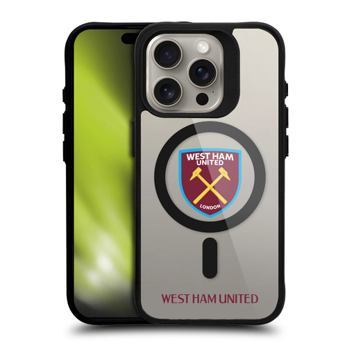 West Ham United FC Logo Icon Crest Logotype BLACK SHOCKPROOF BUMPER CASE COMPATIBLE WITH  & MAGSAFE Apple iPhone 15 Pro