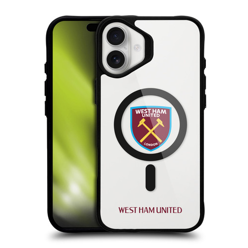 West Ham United FC Logo Icon Crest Logotype BLACK SHOCKPROOF BUMPER CASE COMPATIBLE WITH  & MAGSAFE Apple iPhone 16 Plus