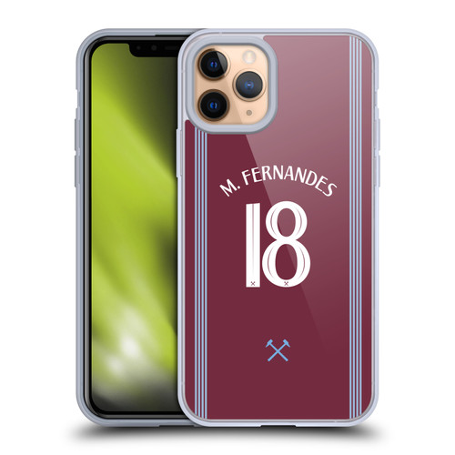 West Ham United FC 2025/26 Players Home Kit Mateus Fernandes Soft Gel Case for Apple iPhone 11 Pro