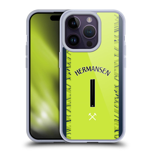 West Ham United FC 2025/26 Players Home Kit Mads Hermansen Soft Gel Case for Apple iPhone 14 Pro