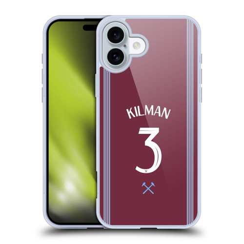 West Ham United FC 2025/26 Players Home Kit Maximilian Kilman Soft Gel Case for Apple iPhone 16 Plus
