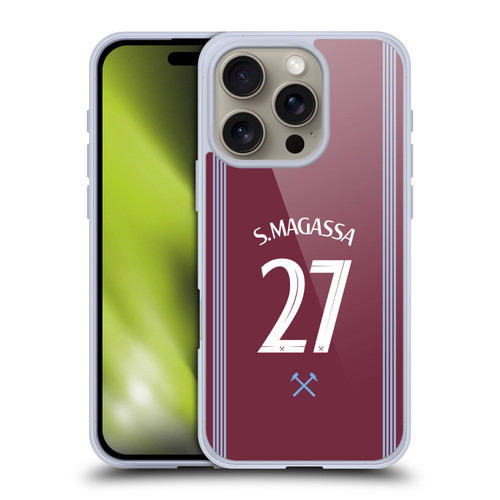 West Ham United FC 2025/26 Players Home Kit Soungoutou Magassa Soft Gel Case for Apple iPhone 16 Pro