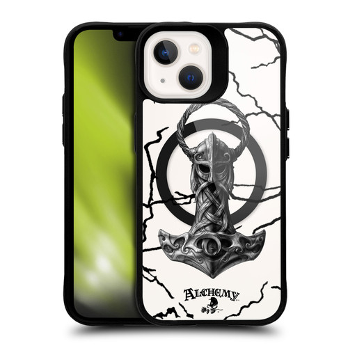 Alchemy Gothic Gothic Art Mjolnir Hammer BLACK SHOCKPROOF BUMPER CASE COMPATIBLE WITH  & MAGSAFE Apple iPhone 13