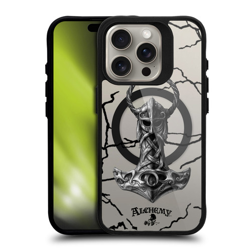 Alchemy Gothic Gothic Art Mjolnir Hammer BLACK SHOCKPROOF BUMPER CASE COMPATIBLE WITH Apple iPhone 15 Pro & MAGSAFE