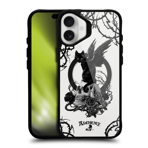Alchemy Gothic Gothic Art Nine Lives Of Poe Skull Cat BLACK SHOCKPROOF BUMPER CASE COMPATIBLE WITH Apple iPhone 16 Plus & MAGSAFE