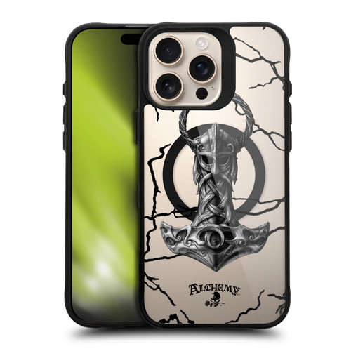 Alchemy Gothic Gothic Art Mjolnir Hammer BLACK SHOCKPROOF BUMPER CASE COMPATIBLE WITH Apple iPhone 16 Pro Max & MAGSAFE