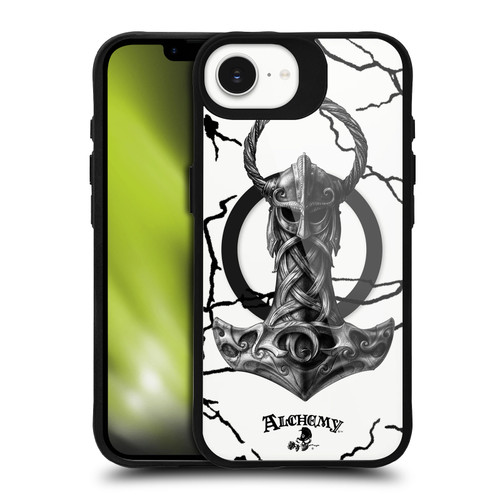 Alchemy Gothic Gothic Art Mjolnir Hammer BLACK SHOCKPROOF BUMPER CASE COMPATIBLE WITH  & MAGSAFE Apple iPhone 16e
