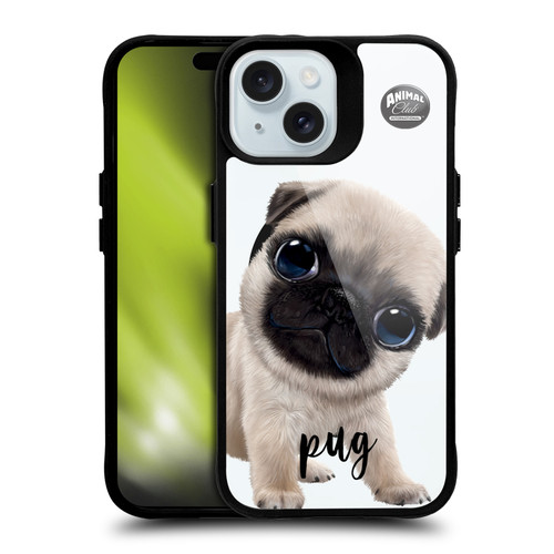Animal Club International Icons Pug BLACK SHOCKPROOF BUMPER CASE COMPATIBLE WITH  & MAGSAFE Apple iPhone 15