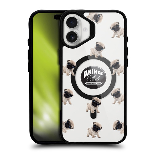 Animal Club International Icons Pug Pattern BLACK SHOCKPROOF BUMPER CASE COMPATIBLE WITH  & MAGSAFE Apple iPhone 16 Plus
