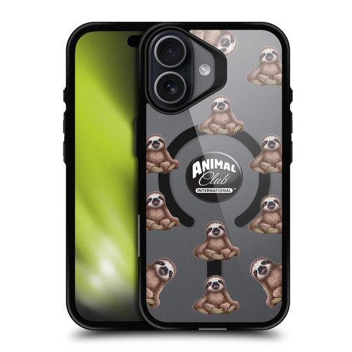 Animal Club International Icons Sloth Pattern BLACK SHOCKPROOF BUMPER CASE COMPATIBLE WITH  & MAGSAFE Apple iPhone 17