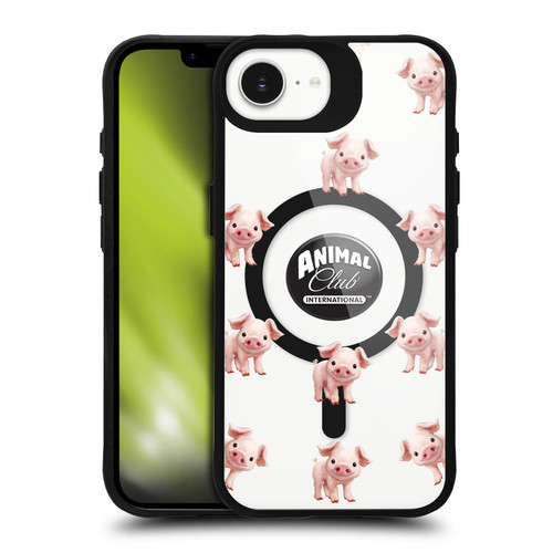 Animal Club International Icons Pig Pattern BLACK SHOCKPROOF BUMPER CASE COMPATIBLE WITH Apple iPhone 16e / Apple iPhone 17e & MAGSAFE