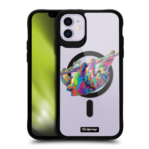 P.D. Moreno Gothic Art Sloth BLACK SHOCKPROOF BUMPER CASE COMPATIBLE WITH  & MAGSAFE Apple iPhone 11