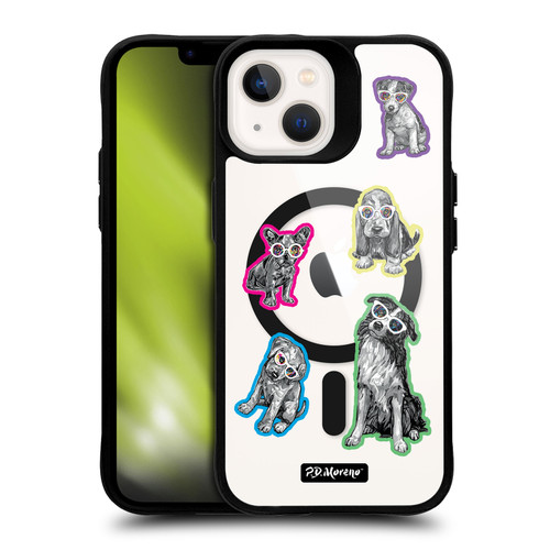 P.D. Moreno Gothic Art Dogs Greyscale BLACK SHOCKPROOF BUMPER CASE COMPATIBLE WITH  & MAGSAFE Apple iPhone 13