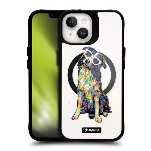P.D. Moreno Gothic Art Border Collie BLACK SHOCKPROOF BUMPER CASE COMPATIBLE WITH  & MAGSAFE Apple iPhone 14
