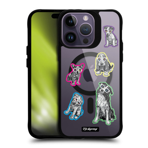 P.D. Moreno Gothic Art Dogs Greyscale BLACK SHOCKPROOF BUMPER CASE COMPATIBLE WITH  & MAGSAFE Apple iPhone 14 Pro Max