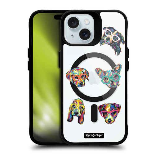 P.D. Moreno Gothic Art Dog Heads BLACK SHOCKPROOF BUMPER CASE COMPATIBLE WITH  & MAGSAFE Apple iPhone 15
